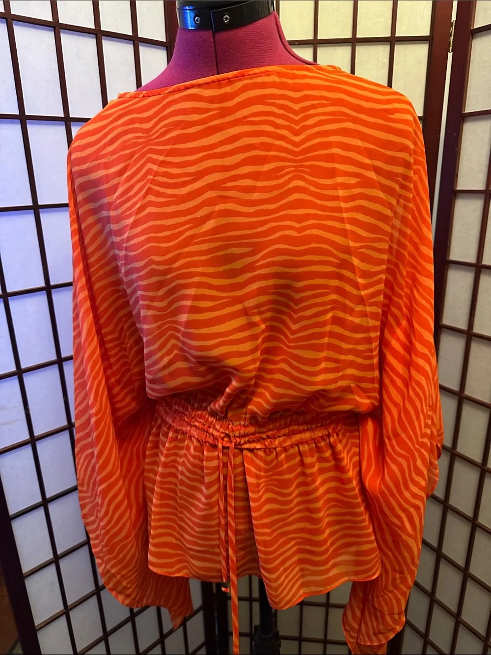 Michael Kors Orange Zebra-Print Blouson Tunic